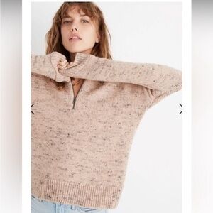 Madewell Sweater 1/4 Zip Popover in Pink